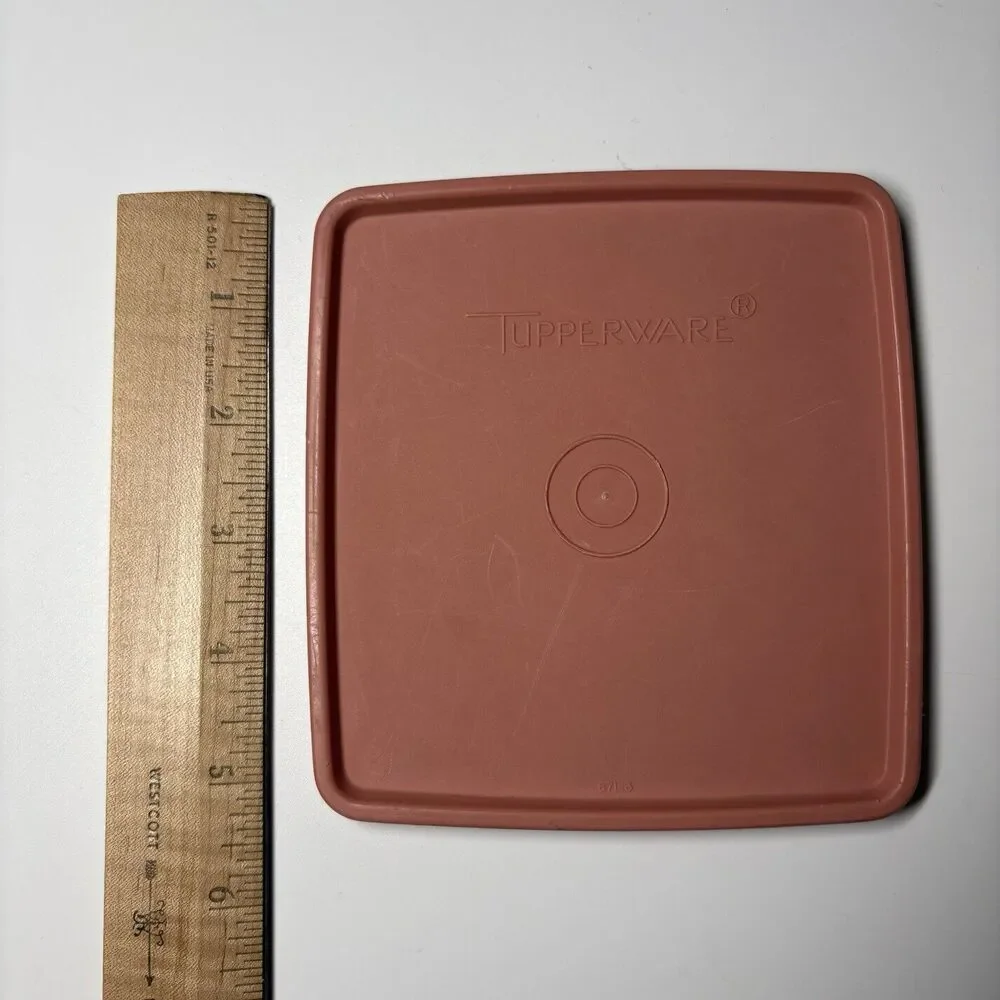 TUPPERWARE REPLACEMENT Lid #671-3 5x5.5” Square Container Maeve Pink Salmon Clay